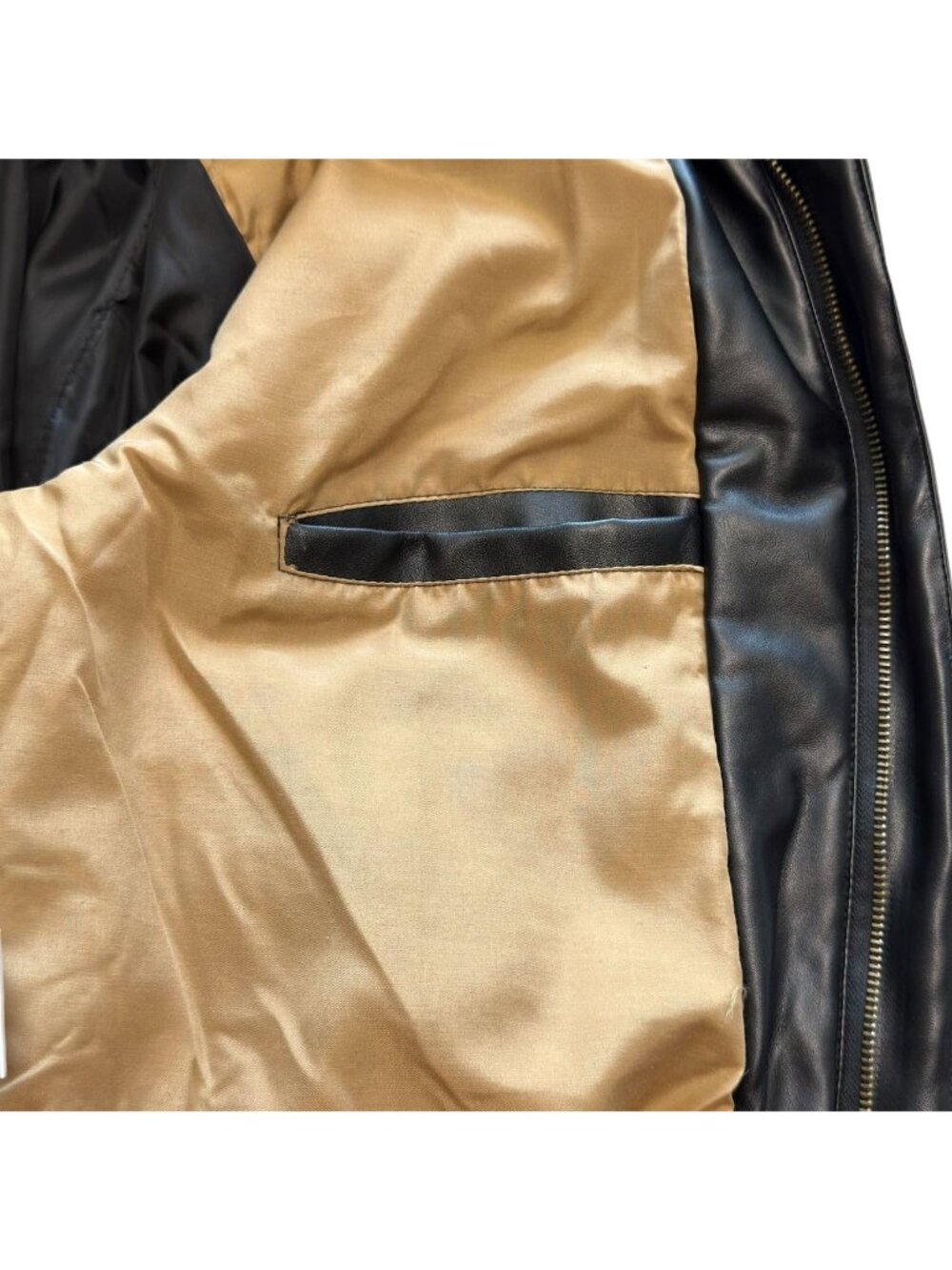Vintage Shake Wolf Mens Bomber Jacket Faux Leather Black M Flag Lined - Picture 13 of 16